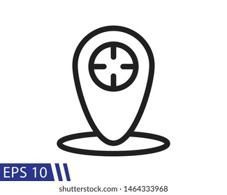 Vector monochrome line style pin point part 2, location icon black on white background. symbol for your web site design, logo, app, UI, EPS 10.