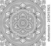 Vector monochrome mandala background. Line design for coloring book and page. Oriental decorative pattern