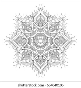 Vector Monochrome Mandala. Circle Abstract Object Isolated On White Background. Ethnic Decorative Element