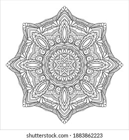 Vector Monochrome Mandala. Ethnic Decorative Element. Round Abstract Object Isolated On White Background