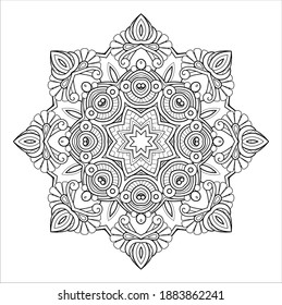 Vector Monochrome Mandala. Ethnic Decorative Element. Round Abstract Object Isolated On White Background