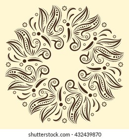 Vector monochrome mandala with stylized butterflies. Decorative ornamental round element in boho style. Oriental symbol of balance and harmony.Design for textile, patterns, cards, invitations, tattoos
