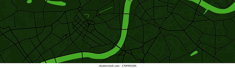 Mapa monocromo de vectores de Londres, Reino Unido. Ilustración del esquema, fondo