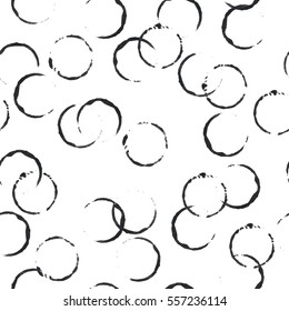 Vector Monochrome mark making inspiration with graphic circles surface seamless pattern design