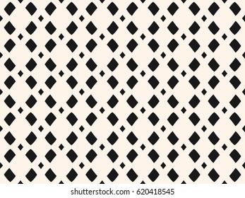 Vector monochrome mesh texture, geometric seamless pattern in black & white colors. Illustration with simple geometrical shapes, staggered rhombuses. Stylish minimalist repeat design for decor, prints