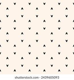Vector monochrome minimalist background with small arrows. Subtle seamless pattern with simple tiny shapes. Minimal abstract black and white geometric texture. Repeat design for decor, package, fabric