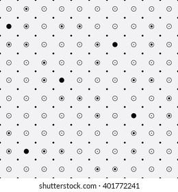 Vector monochrome minimalistic pattern. Modern stylish texture. Repeating geometric tiles rounds, dots