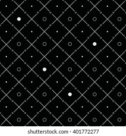 Vector monochrome minimalistic pattern. Modern stylish texture. Repeating geometric tiles rounds, dots, diagonal stripes, strokes