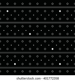Vector monochrome minimalistic pattern. Modern stylish texture. Repeating geometric tiles, rhombus, horizontal lines 