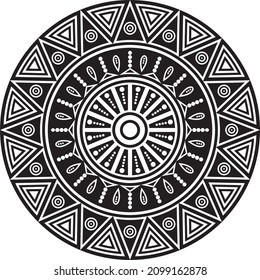 Vector monochrome national Indian circle. Round pattern of indigenous peoples of America, Aztecs, Mayans, Incas. Native American ornament.
