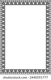 Vector monochrome native american folk ornament. Square border, frame of the peoples of America, Aztec, Incas, Maya