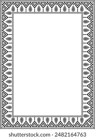 Vector monochrome native american folk ornament. Square border, frame of the peoples of America, Aztec, Incas, Maya