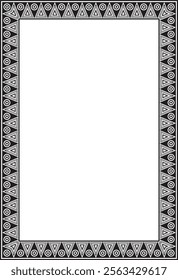 Vector monochrome native american folk ornament. Square border, frame of the peoples of America, Aztec, Incas, Maya