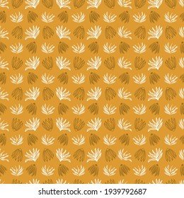 Vector monochrome ochre yellow daisy floral seamless pattern background. Perfect for fabric, wallpaper, scrapbooking or other design projects. 