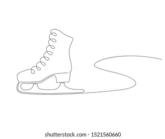 vector monochrome one line illustration with a skate.