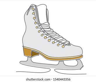 Vector monochrome one line illustration with a skate
