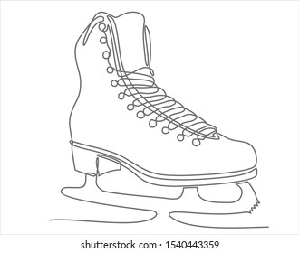 Vector monochrome one line illustration with a skate