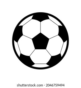 Vector monochrome outline icon of soccer ball. Football round polygonal logo.