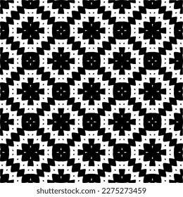 Vector monochrome pattern, Abstract texture for fabric print, card, table cloth, furniture, banner, cover, invitation, decoration, wrapping.seamless repeating pattern.Black and white color.