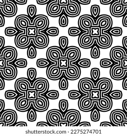 Vector monochrome pattern, Abstract texture for fabric print, card, table cloth, furniture, banner, cover, invitation, decoration, wrapping.seamless repeating pattern.Black and white color.