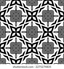 Vector monochrome pattern, Abstract texture for fabric print, card, table cloth, furniture, banner, cover, invitation, decoration, wrapping.seamless repeating pattern.Black and white color.