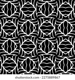 Vector monochrome pattern, Abstract texture for fabric print, card, table cloth, furniture, banner, cover, invitation, decoration, wrapping.seamless repeating pattern.Black and white color.