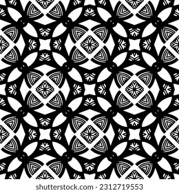 Vector monochrome pattern, Abstract texture for fabric print, card, table cloth, furniture, banner, cover, invitation, decoration, wrapping.seamless repeating pattern. Black and white color.