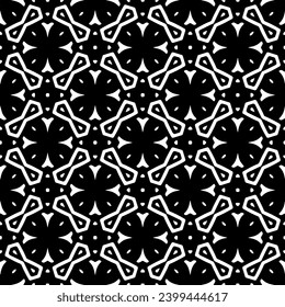 Image vectorielle motif monochrome, texture Abstraite pour impression de tissu, carte, tissu de table, mobilier, bannière, couverture, invitation, décoration, emballage.motif harmonieux répétitif.Motif noir et 
couleur blanche.