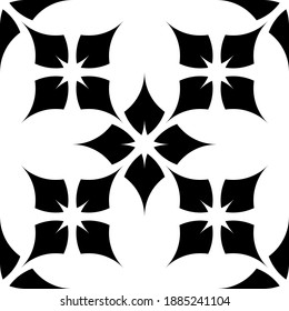 Vector monochrome pattern, black and white repeat ornament texture. Abstract geometric design element.