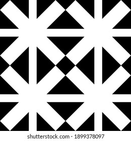 Vector monochrome pattern, black and white repeat ornament texture. Abstract geometric design element.