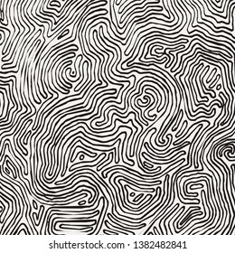 Vector monochrome pattern, curved lines, black and white grunge background. Abstract dynamical rippled surface, illusion of movement, curvature