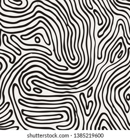 Vector monochrome pattern, curved lines, black and white grunge background. Abstract dynamical rippled surface, illusion of movement, curvature