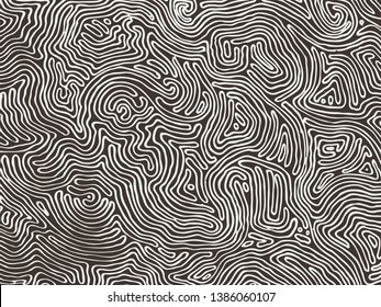 Vector monochrome pattern, curved lines, black and white grunge background. Abstract dynamical rippled surface, illusion of movement, curvature