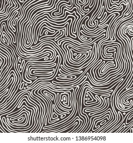 Vector monochrome pattern, curved lines, black and white grunge background. Abstract dynamical rippled surface, illusion of movement, curvature