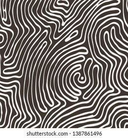 Vector monochrome pattern, curved lines, black and white grunge background. Abstract dynamical rippled surface, illusion of movement, curvature