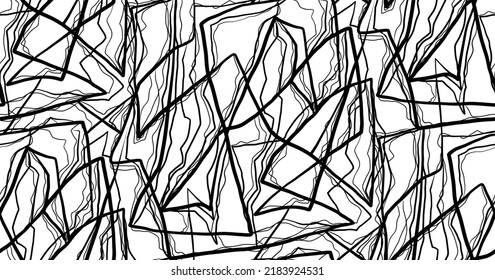 Patrón monocromo vectorial con arañazos de doodle. Textura de moda con trazos de marcadores negros sobre un fondo blanco. Fondo caótico para telas, papel pintado y papel envolvente.