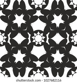 vector monochrome pattern with ornament of butterflies 