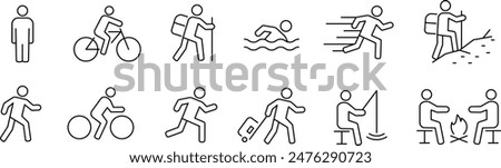vector, monochrome, person, line art, pictogram, set