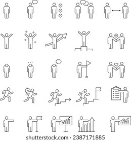 Vector Monochrome Pictogram Set of Various Poses and Icons