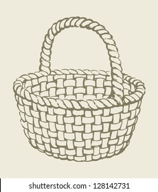 Vector. Monochrome picture wickerwork basket