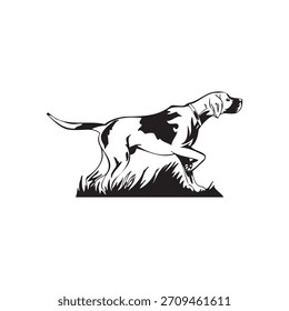 vetor Monocromático Apontamento Cão Ilustração