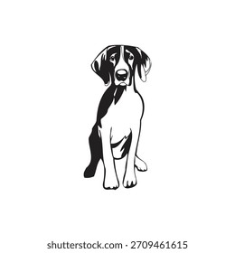 vector Monochrome Pointing Dog Illustration