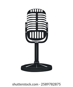 Vector monochrome recorder condenser microphone illustrations