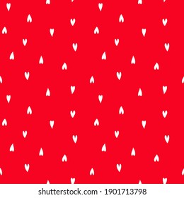 Patrón velero monocromo romántico sin fisuras con corazones. Se puede usar para fondo de pantalla, rellenos de patrones, fondo de página web, texturas superficiales. Bonito fondo vectorial rojo y blanco repetible.