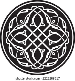 Vector Monochrome Round Byzantine Ornament, Knot, Rosette. Circle Greek Pattern, Drawing Of The Eastern Roman Empire. Decoration Of The Russian Orthodox Church.
