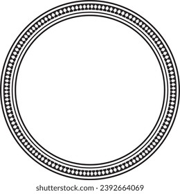 Vector monochrome round byzantine ornament. Circle, border, frame of ancient Greece and Eastern Roman Empire. Decoration of the Russian Orthodox Church.
