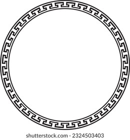 Vector monochrome round Chinese ornament. Circle border, east asian frame. Korea pattern, Taiwan, Hong Kong.
