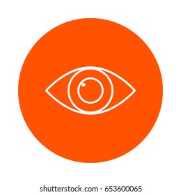 Vector monochrome round icon with the image of the eye, flat style.