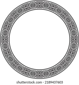 Vector monochrome round oriental ornament. Arabic patterned circle of Iran, Iraq, Turkey, Syria. Persian frame, border. For sandblasting, laser and plotter cutting.