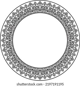 Vector monochrome round oriental ornament. Arabic patterned circle of Iran, Iraq, Turkey, Syria. Persian frame, border. For sandblasting, laser and plotter cutting.